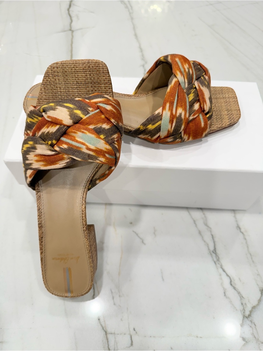 Sam Edelman Braided Slide Mules in Orange, Brown & Cream Multi